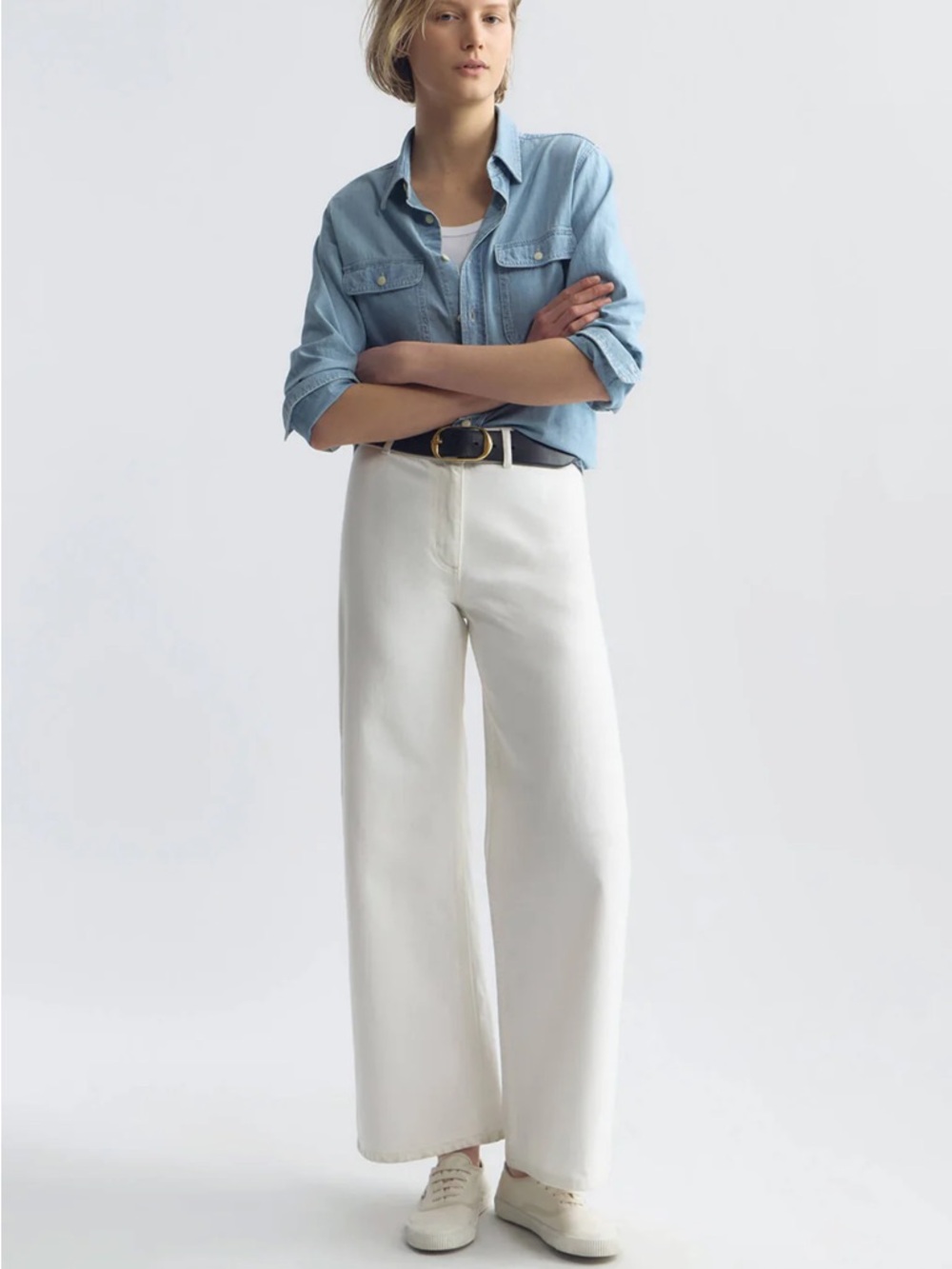 Nili Lotan Wide Leg Cream Jean Pants Size 4 Excellent Preowned Condition